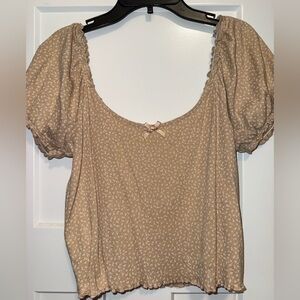 American Eagle Outfitters Tan Floral Blouse